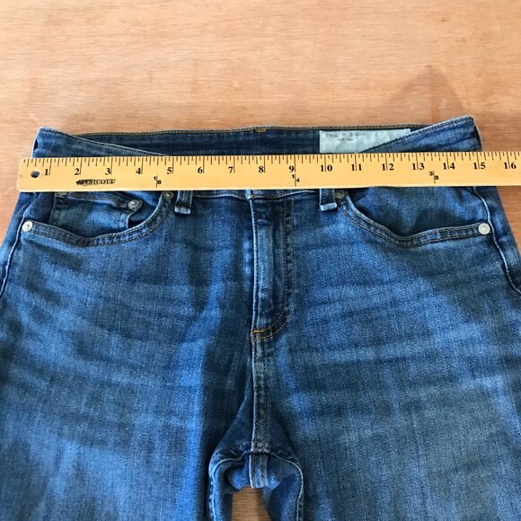 Rag & Bone Cate Mid Rise Skinny Jeans Women 27 Blue Raw Hem Medium Wash Stretch - Picture 9 of 13
